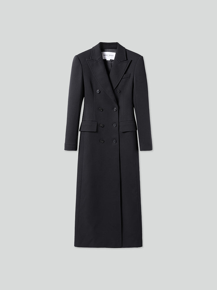 Peaked Lapel Long Trench Coat