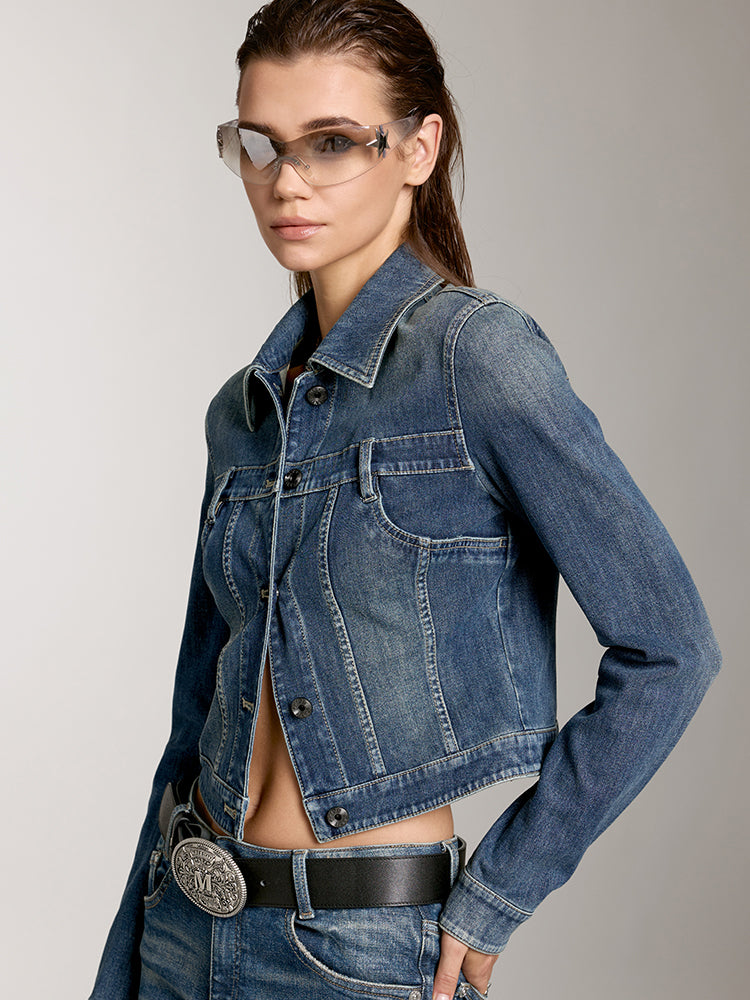 Vintage Cargo Style Denim Jacket