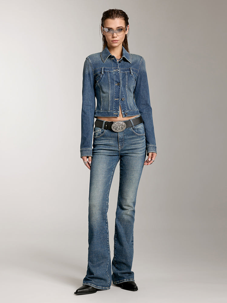 Vintage Cargo Style Denim Jacket