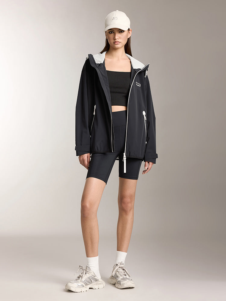 Double Zip Hooded Windbreaker Jacket