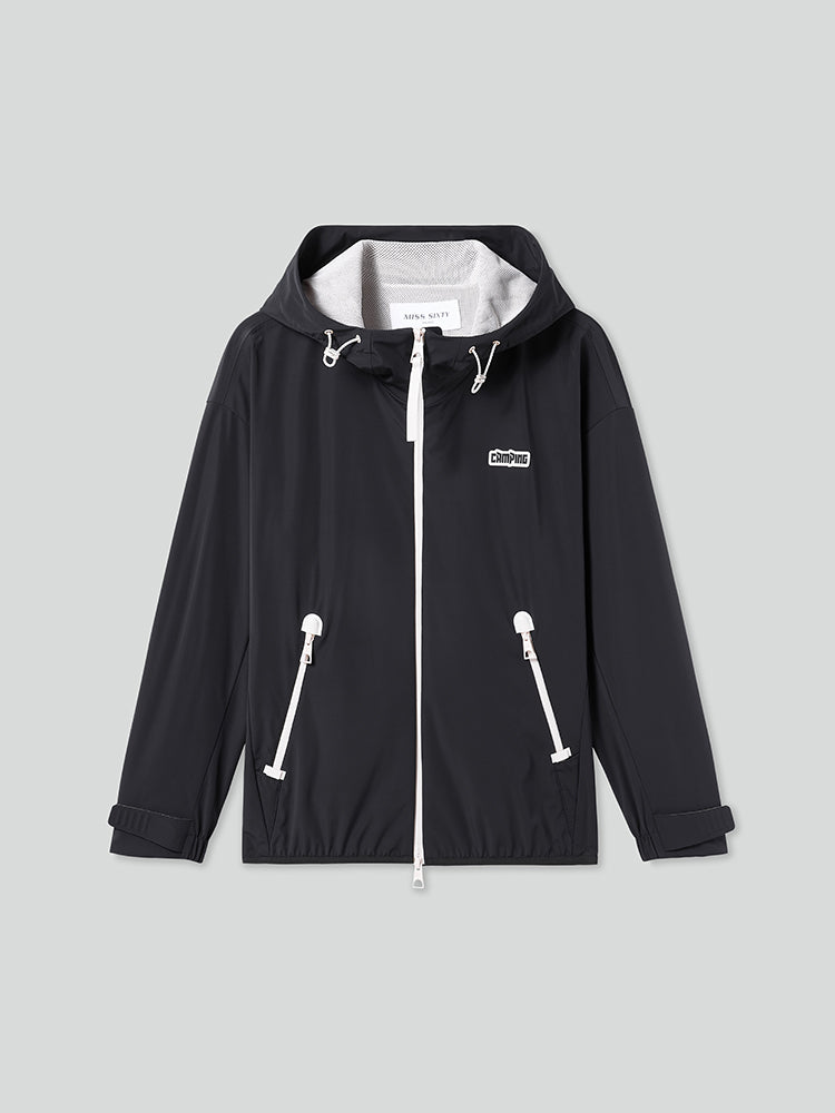 Double Zip Hooded Windbreaker Jacket