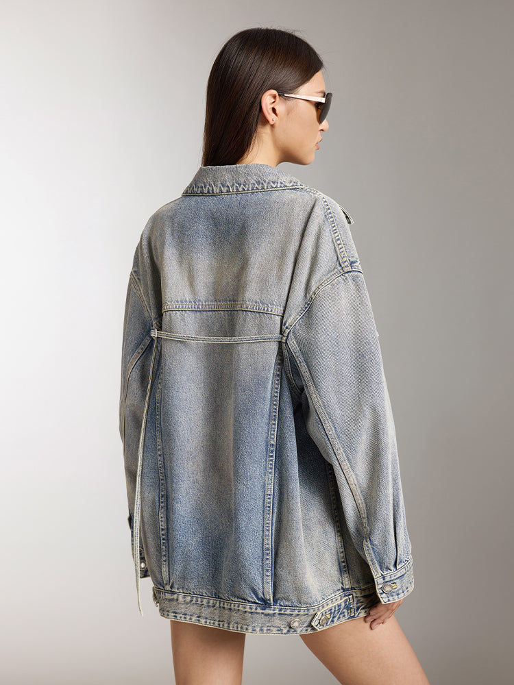 Mud-Dyed Distressed Denim Jacket - MISS SIXTY Mud-Dyed Distressed Denim Jacket - MISS SIXTY
