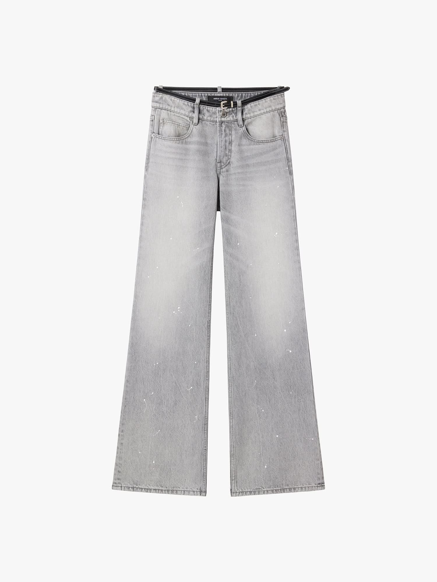 Straight-Leg Belted Jeans