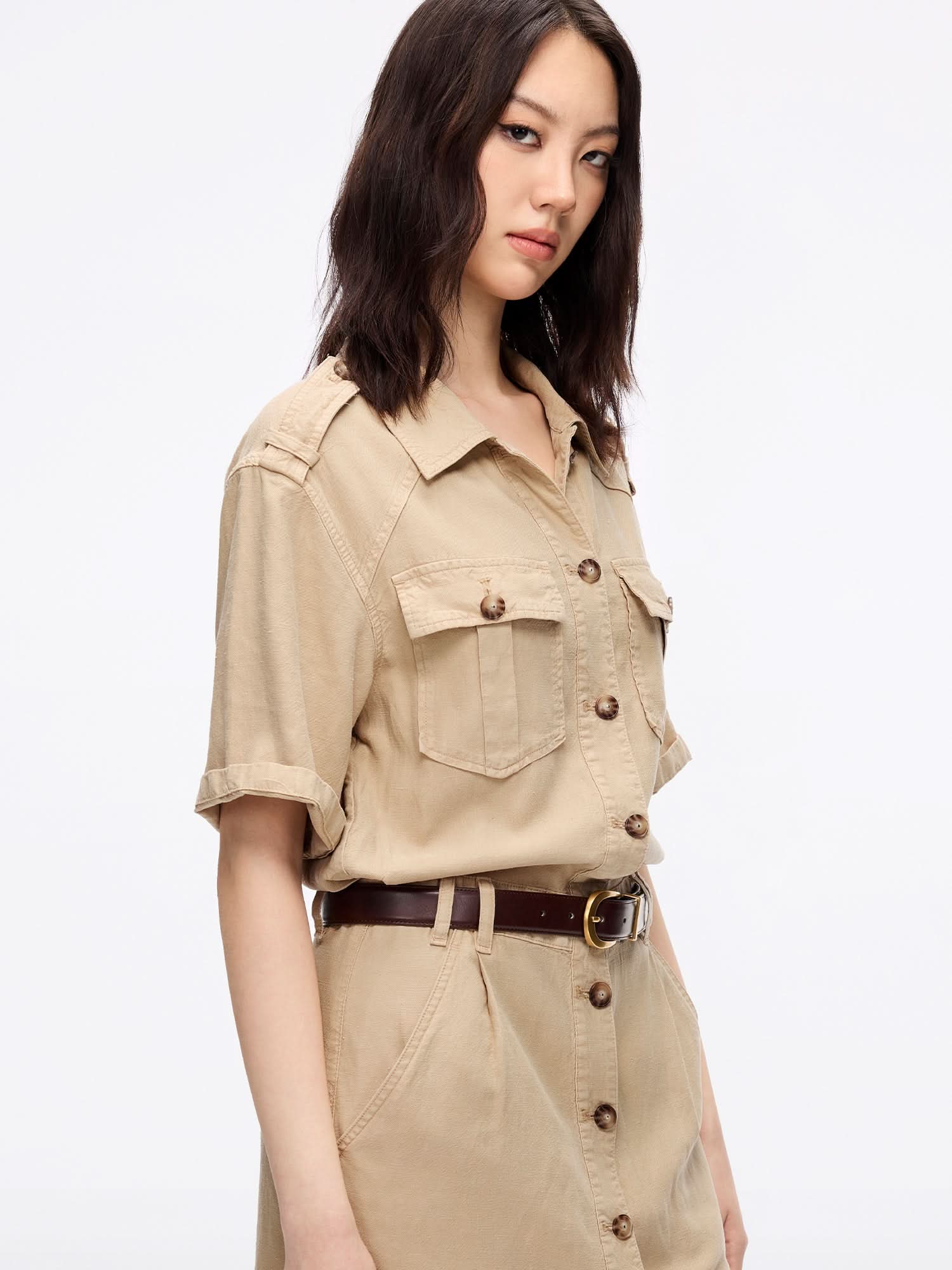 denim dress with belt Harper Denimwood Dress L