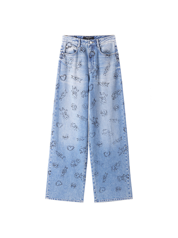 Miss Sixty x Keith Haring Capsule Collection Full-Width Printed Casual Fit Jeans