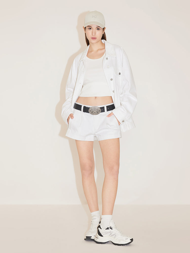 Miss Sixty x Keith Haring Capsule Collection White Printed Denim Shorts