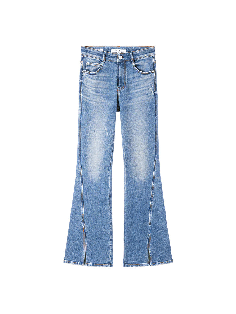 Vintage Ripped Flared Slit Jeans