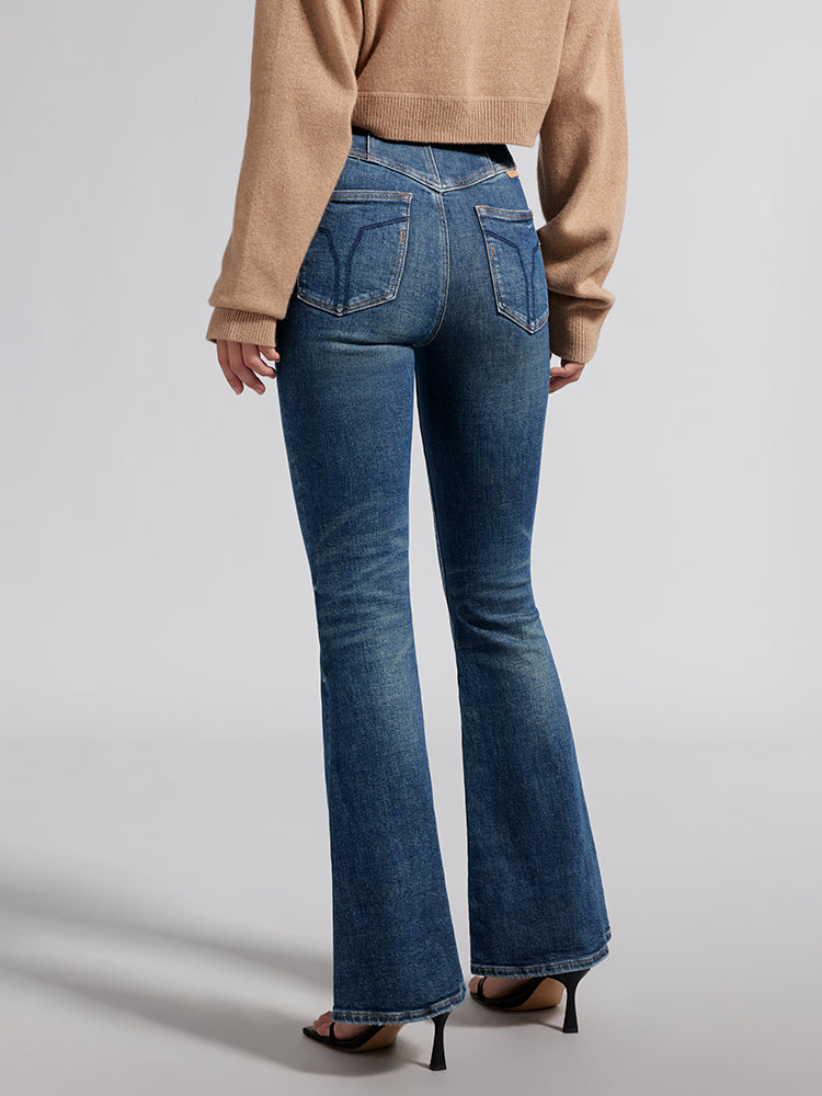 V-Shape High Waisted Slim Flared Jeans