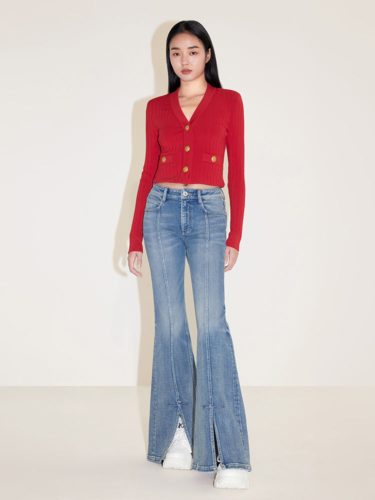 Flared Jeans With Retro-Style Buckle