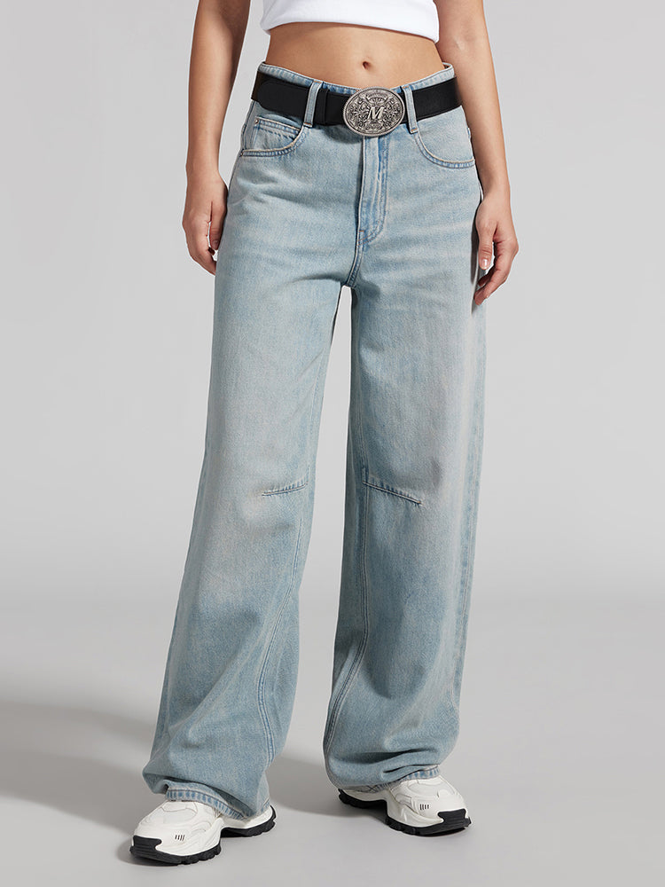 Retro High Waisted Straight Fit Jeans