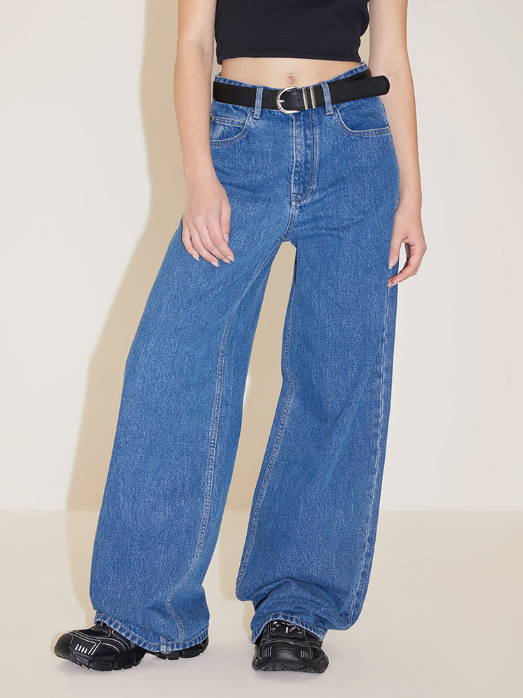 Vintage Blue High Waisted Straight Jeans