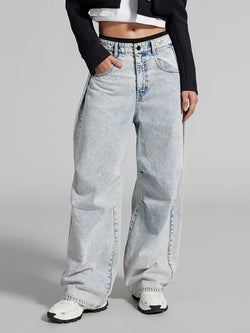 Light Blue Jeans With Contrast Waist