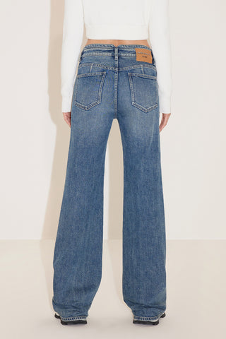 Vintage Slim Fit Flared Jeans With V-Shape Waist