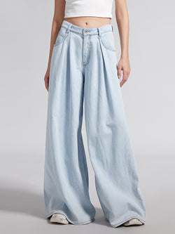 Baby Blue Baggy Trouser With Tencel