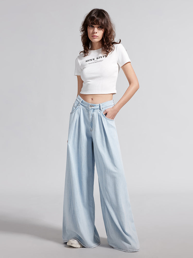 Baby Blue Baggy Trouser With Tencel