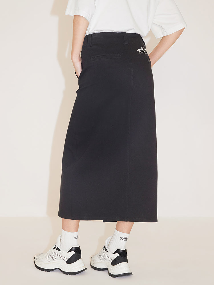 Miss Sixty x Keith Haring Capsule Collection Denim Midi Skirt With Printed