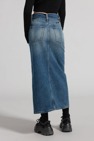 Cargo Style Denim Skirt With Detachable Belt