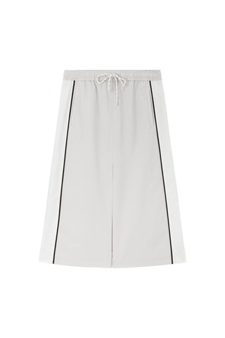 Elastic Waist Colour Contrasting Sporty Slit Skirt