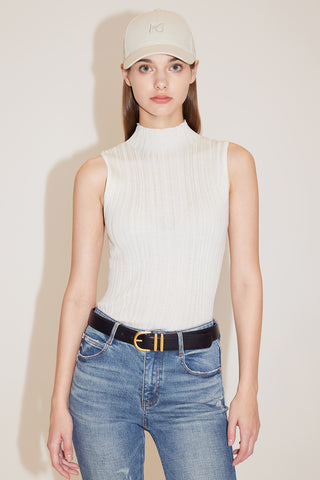 Turtleneck Knitted Vest With Mulberry Silk