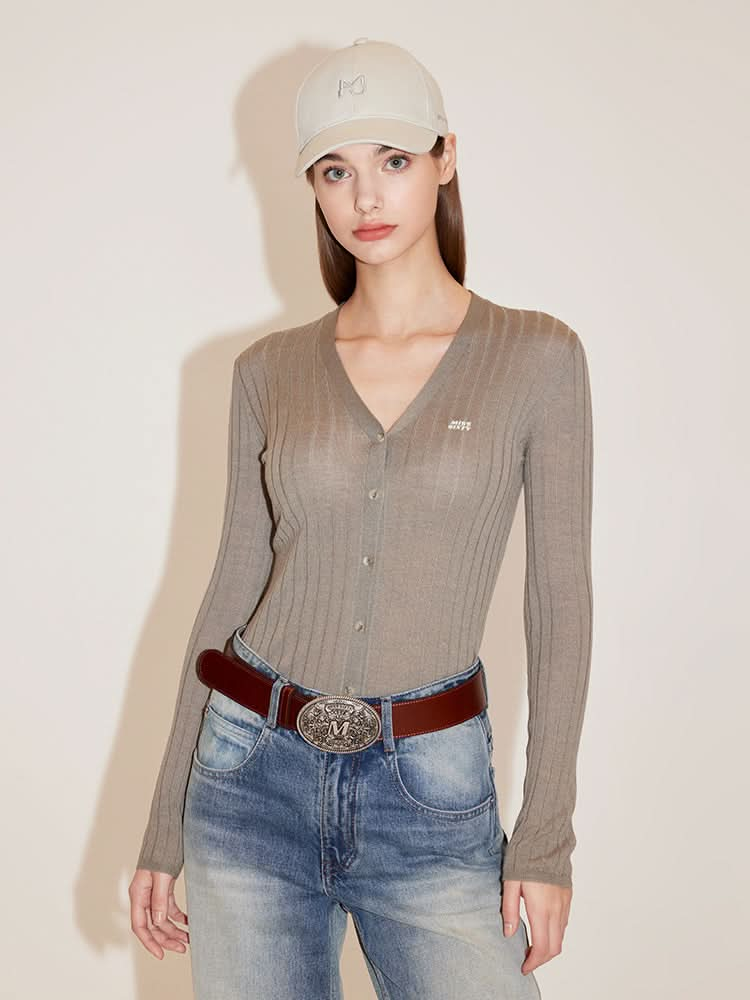 V-Neck Embroidered Slim Woolen Jacket