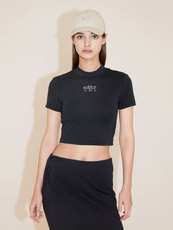 Miss Sixty x Keith Haring Capsule Collection Cropped T-Shirt With Printed Logo