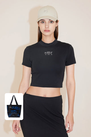 Miss Sixty x Keith Haring Capsule Collection Cropped T-Shirt With Printed Logo