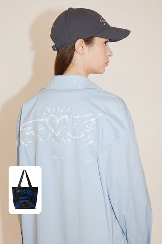 Miss Sixty x Keith Haring Capsule Collection Baby Blue Printed Shirt