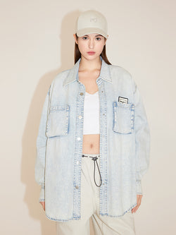 Casual Style Long Denim Shirt