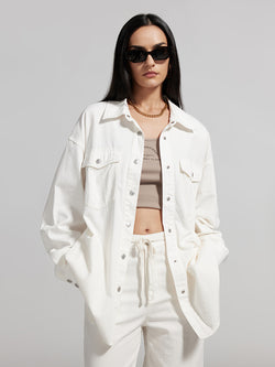 Relaxed Cream White Denim Shirt