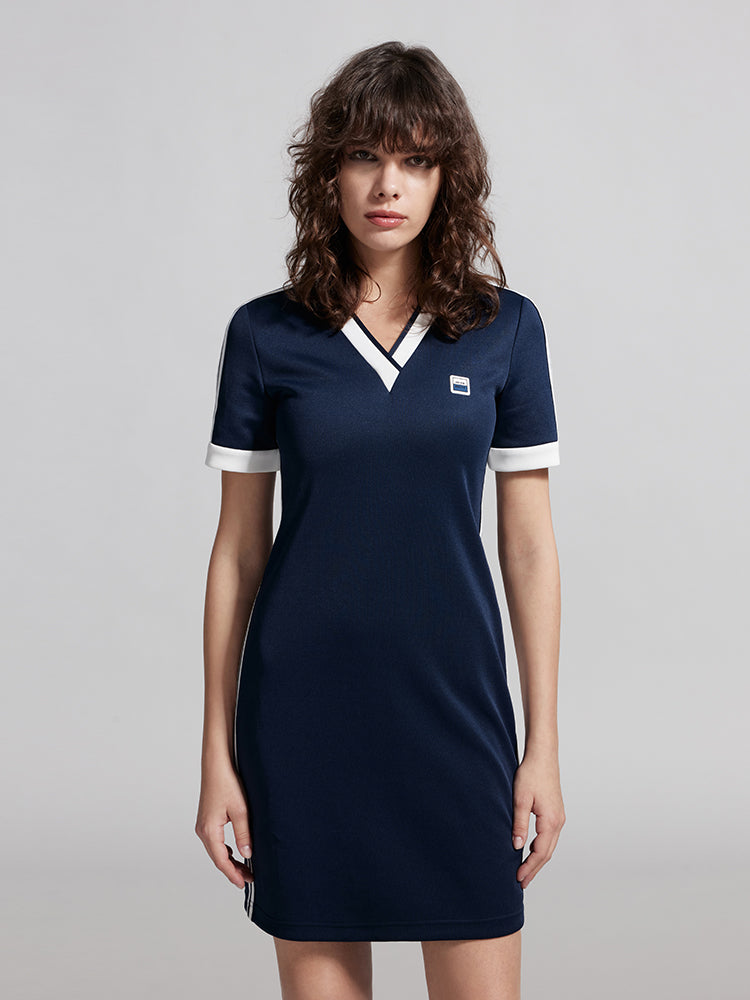 Vintage Sporty Colour Contrast Dress