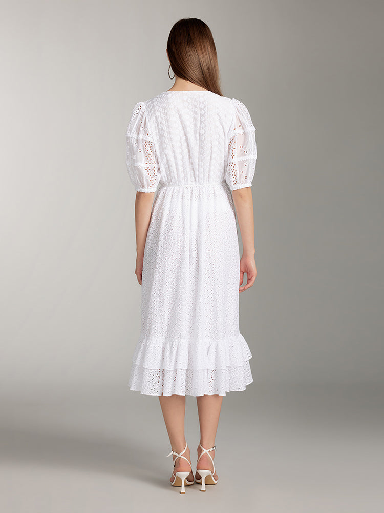 Embroidery White Dress