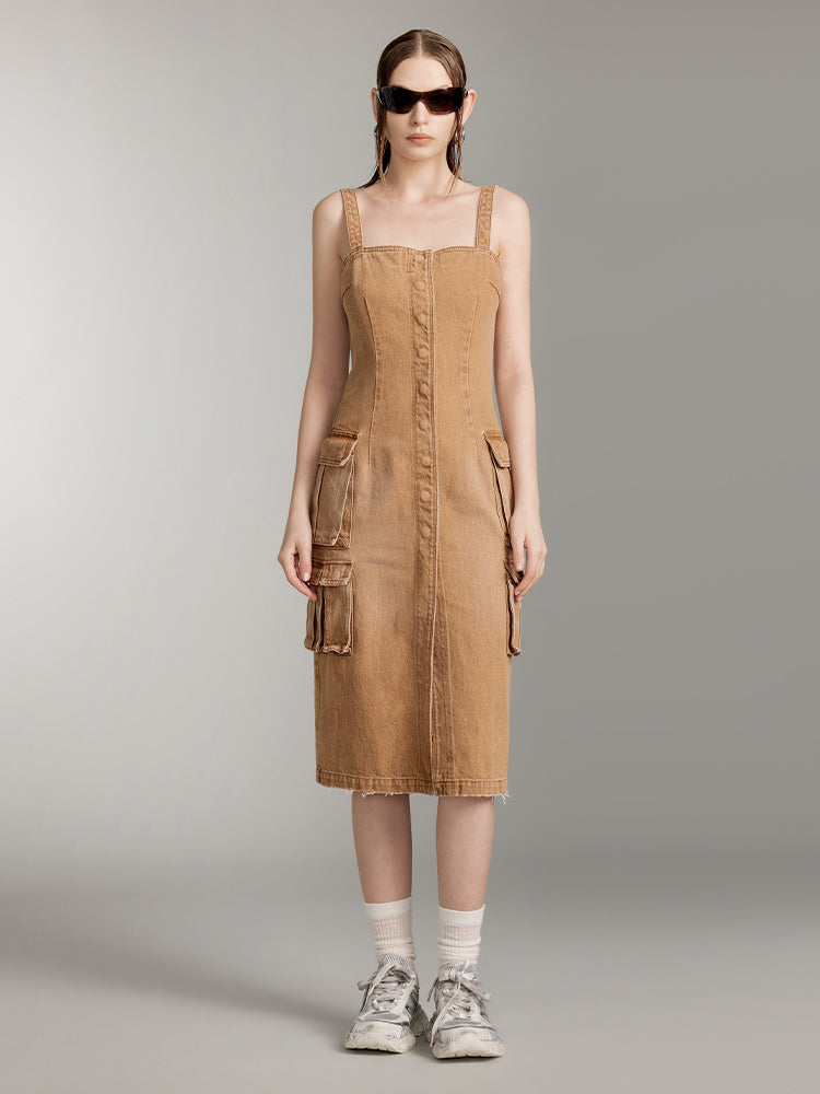 Retro Cargo Style Suspender Dress