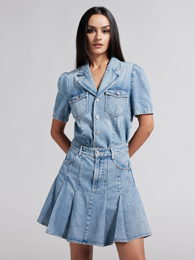 Denim Pleated Dress