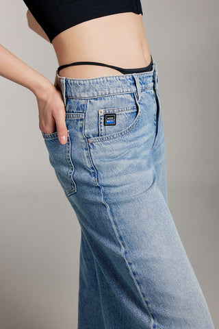 Paneled Waist Straight Fit Jeans