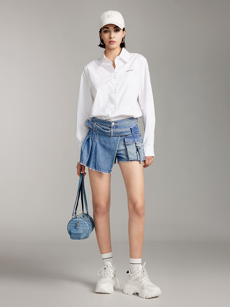 Denim Culottes With Acetate