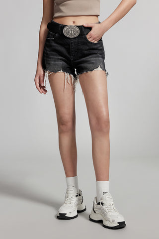 Vintage Distressed High Waist Denim Shorts
