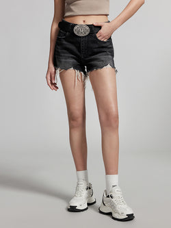 Vintage Distressed High Waist Denim Shorts