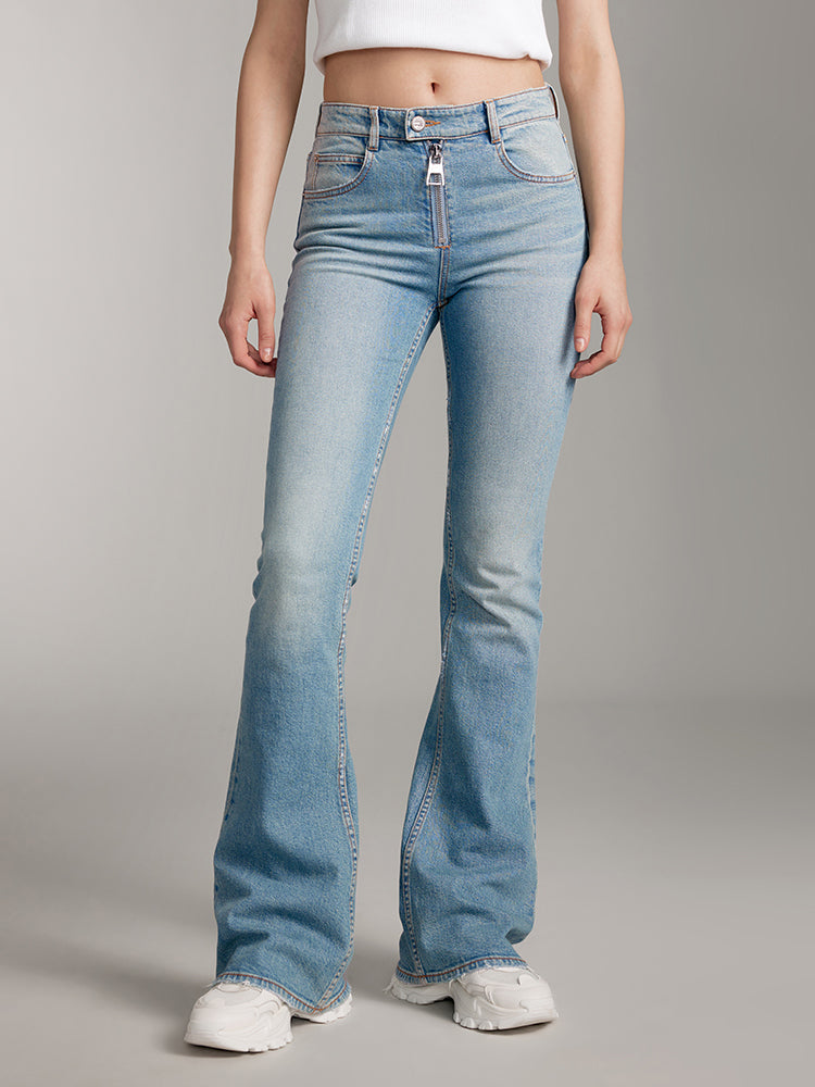 Stylish Bootcut Jeans With Zippers