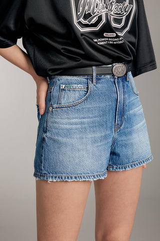 High Waisted Vintage Distressed Denim Shorts