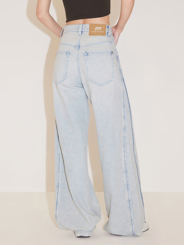 High Waisted Adjustable Wide Leg Jeans