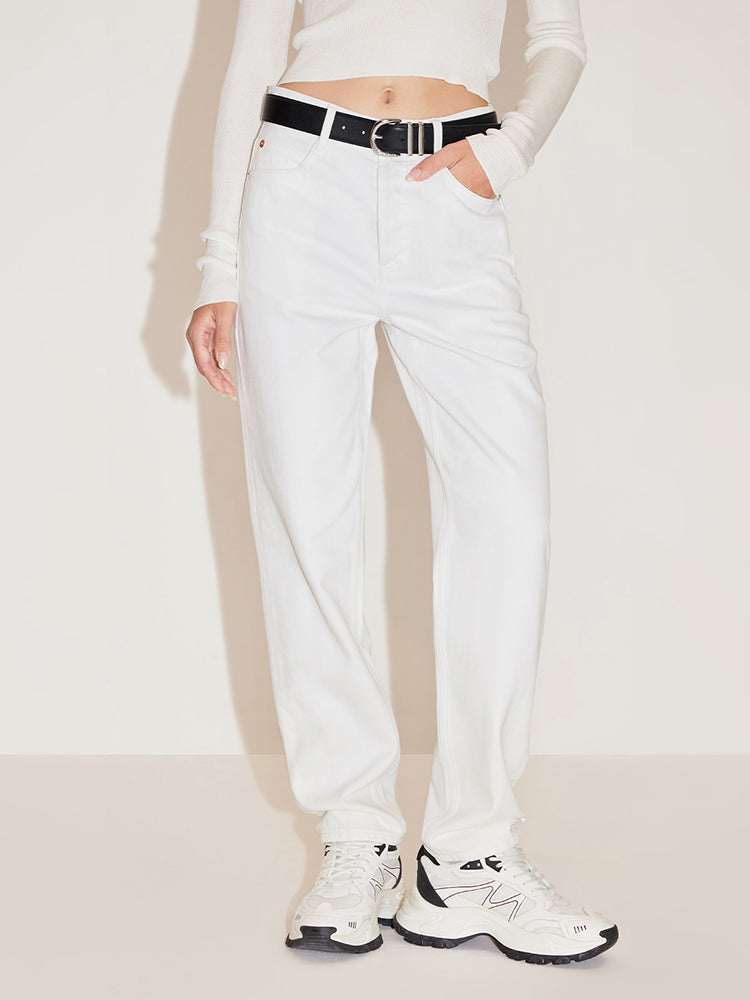 Straight Fit Cropped Jeans In White