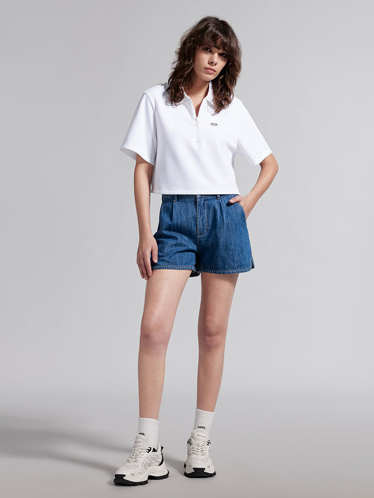 Denim Shorts With Tencel