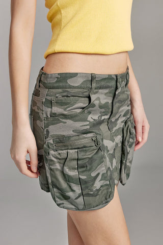 Low Waist Camo Cargo Skirt