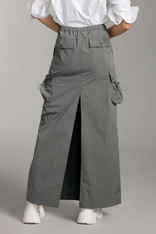 Vintage Cargo Style Split Long Skirt