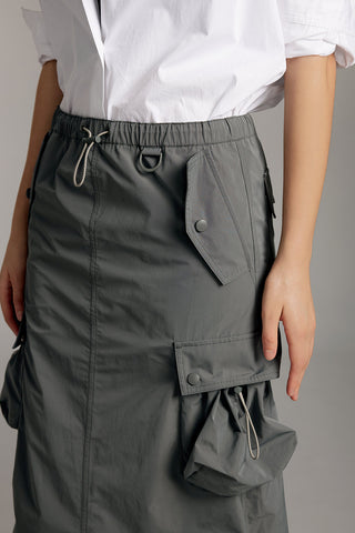 Vintage Cargo Style Split Long Skirt