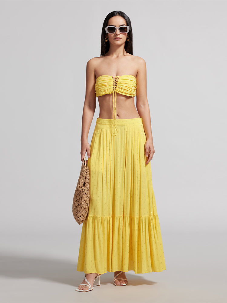 Resort Pleated Maxi Skirt