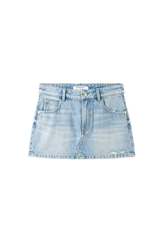 Vintage Distressed Denim Short Skirt