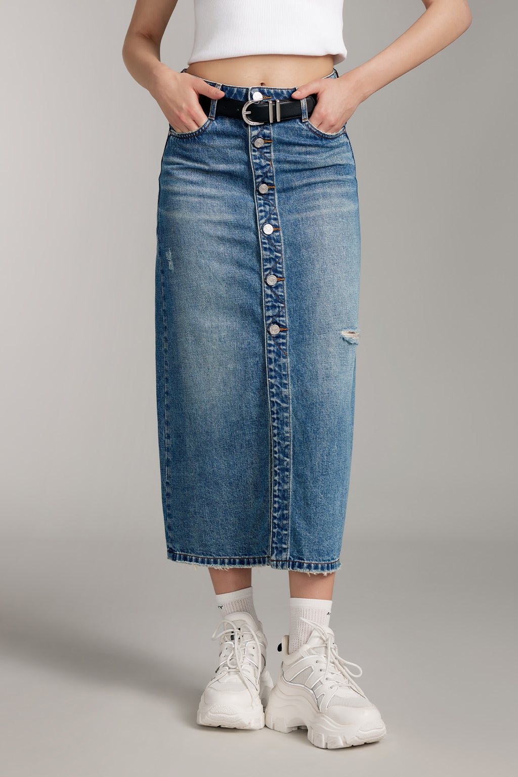 Ripped Denim Maxi Skirt – MISS SIXTY