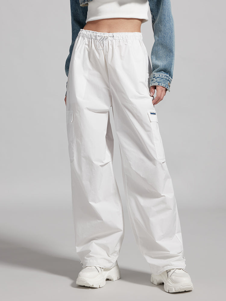 White Elastic High-Waist Trouser