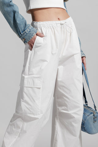 White Elastic High-Waist Trouser